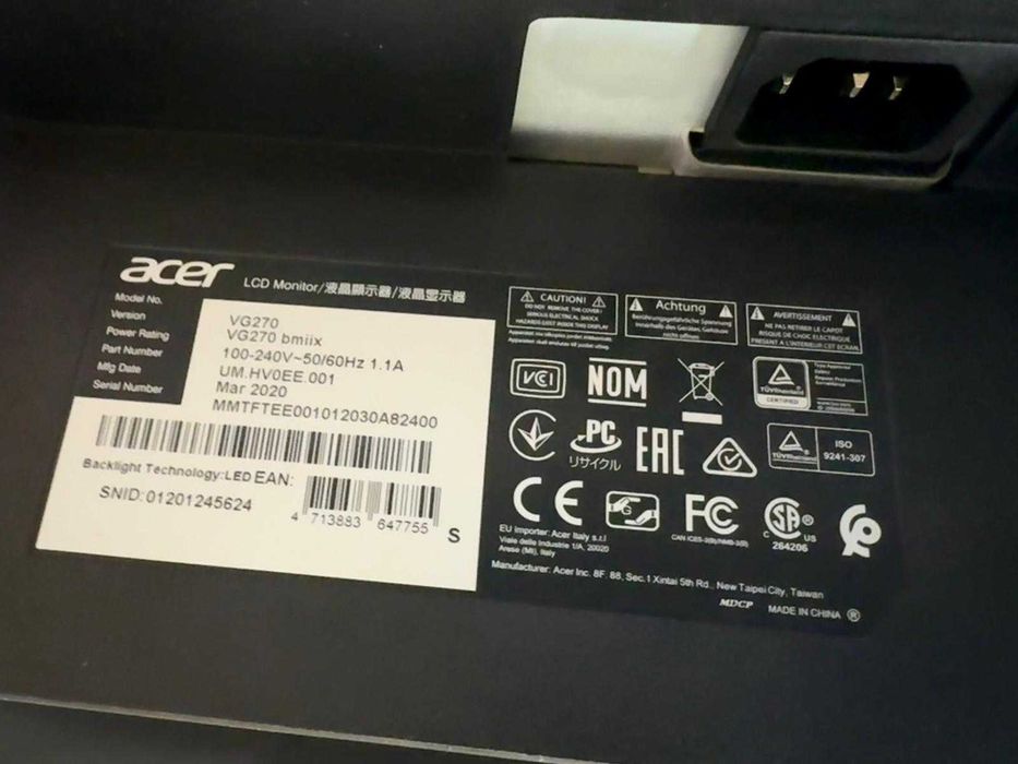 Monitor Acer 27" IPS Full HD (75Hz / 1ms) – VG270