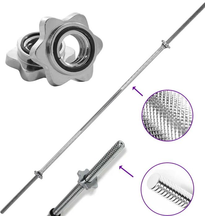 Gryf prosty sztanga 220cm 30mm + nakrętki 10kg