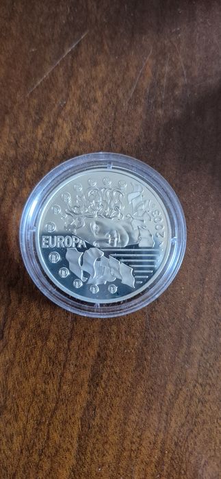 Moeda de prata FRANÇA 1 1/2 Euro EUROPA - primeiro aniversário do Euro