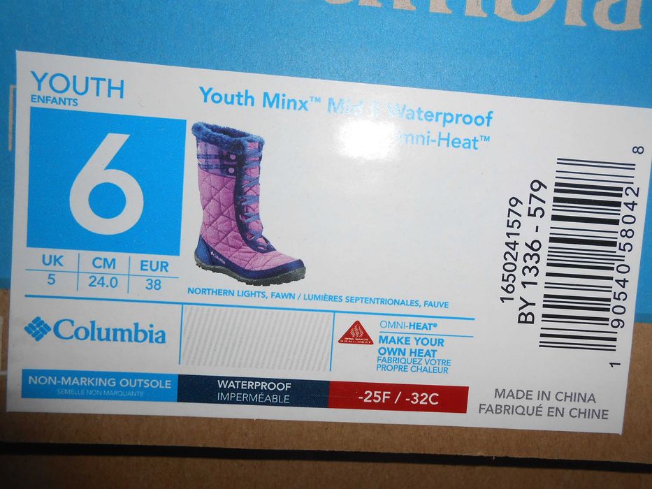 Зимние сапоги чоботи черевики ботинки Columbia р.38. Нові