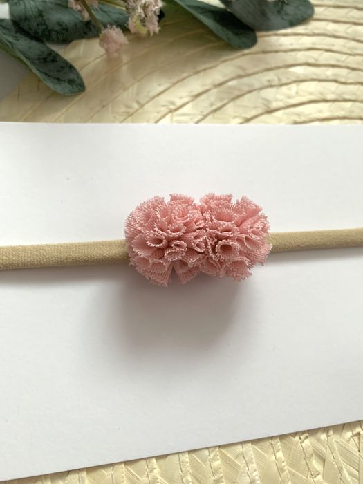 Opaska pomponiki Retro Pink Sesja Roczek Urodziny