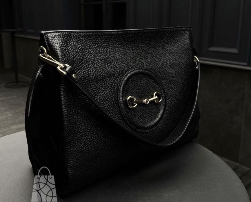 Сумка чорна шкіряна Італія