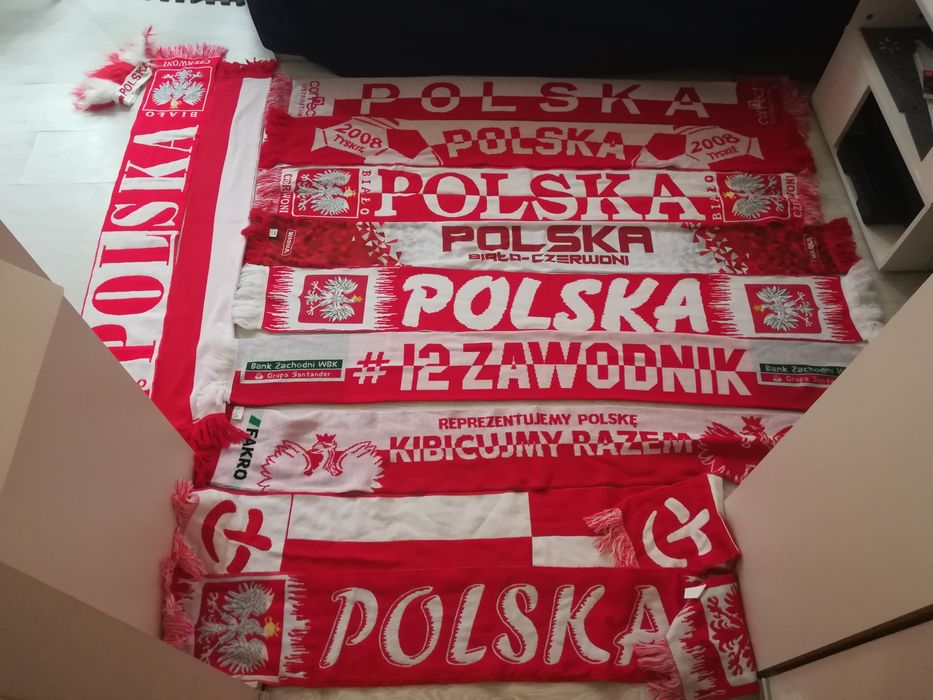 11 szalików Polska reprezentacja +włosy gratis. Zestaw kibica