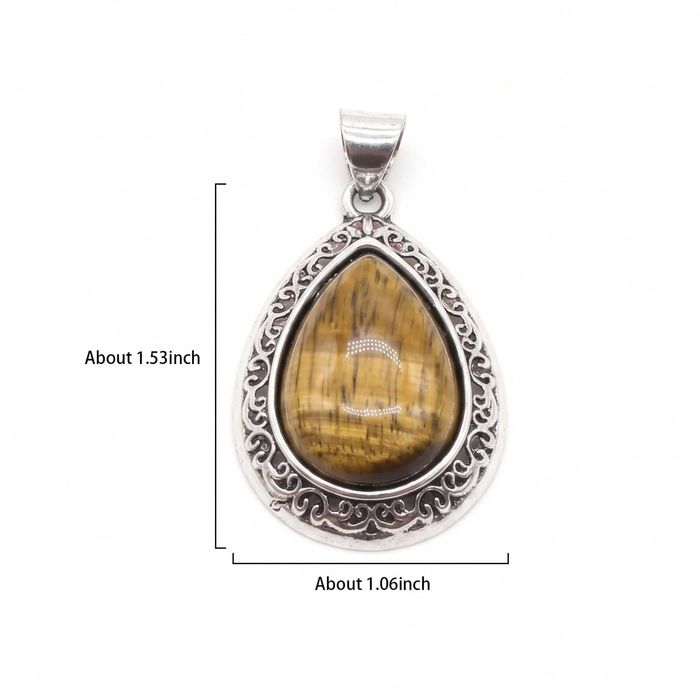 Wisior srebrny retro łezka kamień naturalny tiger eye stone