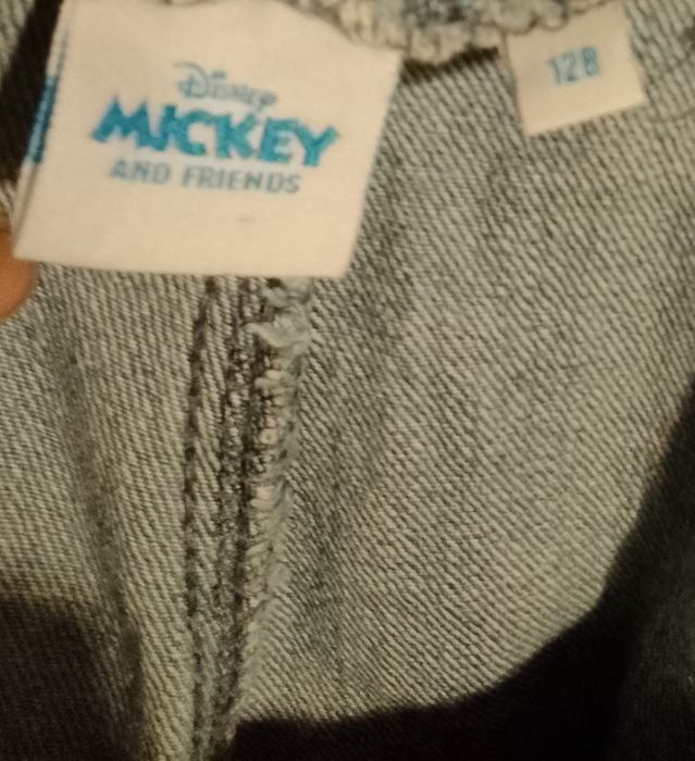 Ogrodniczki dżinsowe Myszka Mickey dziewczęce rozmiar 128