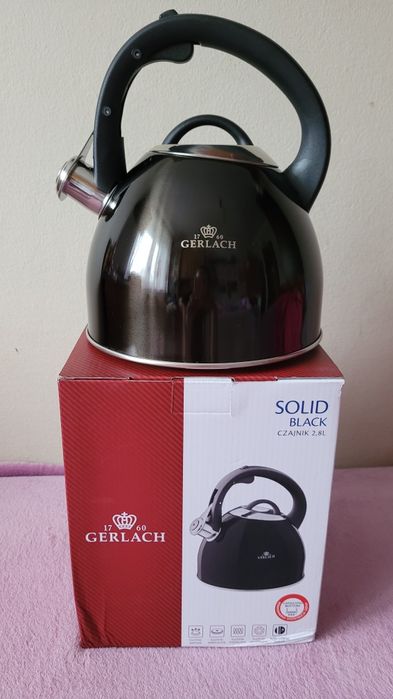 Nowy czajnik z gwizdkiem Gerlach, solid black, 2,8l