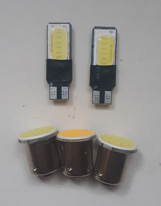 LED автолампы T10 и BA15S COB 12В комплект