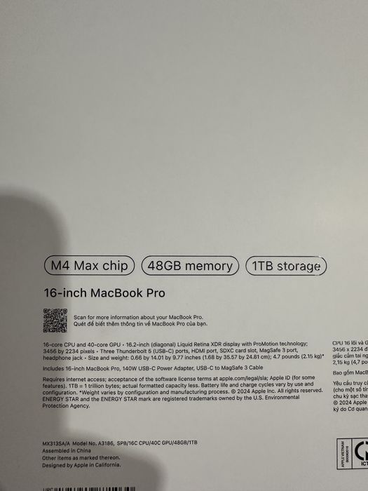 MacBook Pro 16” M4 Max | 48 GB RAM | 1 TB | 2024 | Gwarancja Apple