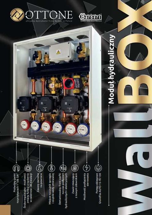 Zestaw Mieszający Moduł Hydrauliczny 2 Strefy Nisko temp. Zawory Termo