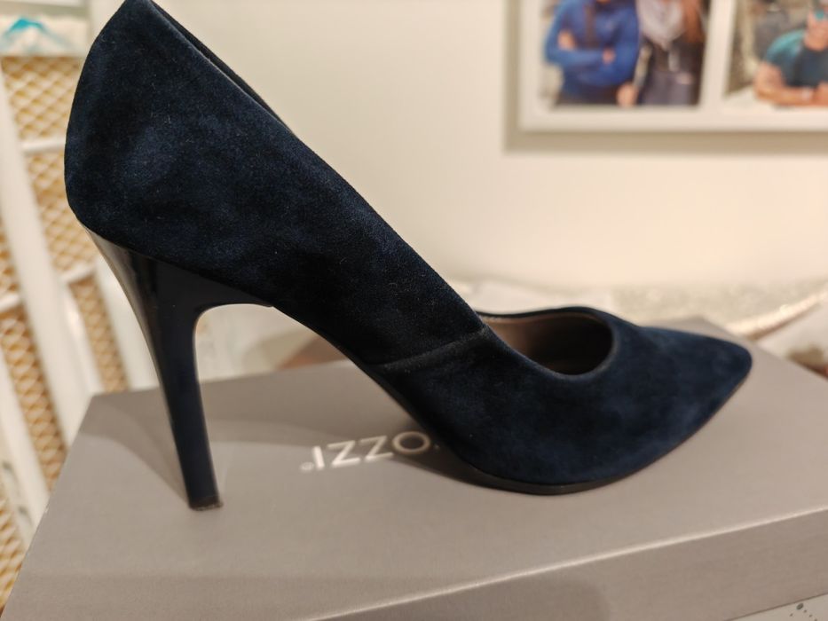 Buty, szpilki granatowe na wysokim obcasie 10 cm, rozmiar 38