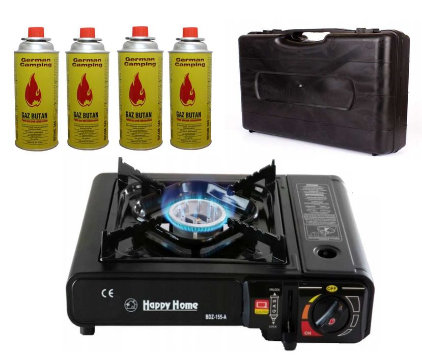 KUCHENKA GAZOWA turystyczna z walizką + 4szt gaz kartusz German Campin