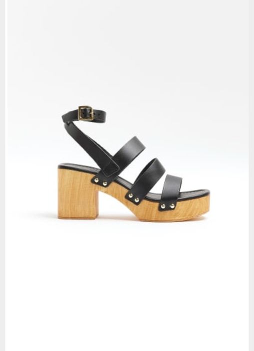 Босоніжки жіночі River Island 39 шкіряні платформа чорні каблук