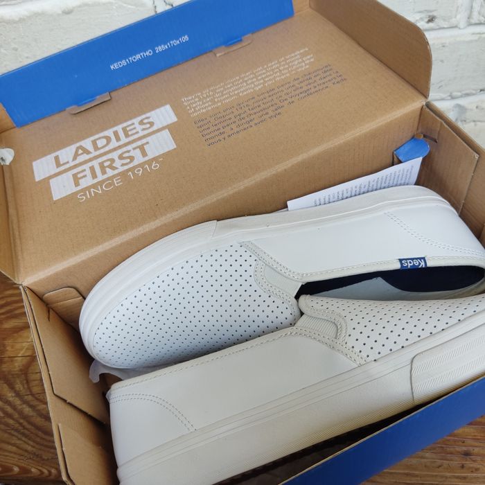 Keds сліпони білі натуральна шкіра з перфорацією