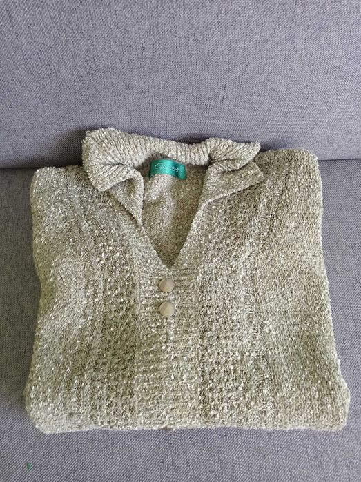 Damski sweter, wciągany, zielony