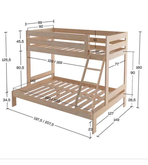 Cama tripla com colchão