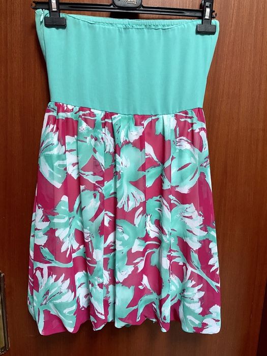Vestido Curto Abalonado Rosa e Verde Menta (34)