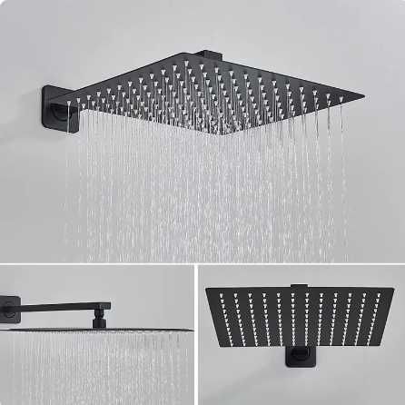 Душевой гарнитур QUYANRE для скрытого монтажа в черном цвете дисплей