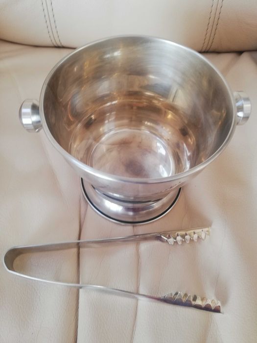 Wiaderko do lodu z szczypcami - silver plated