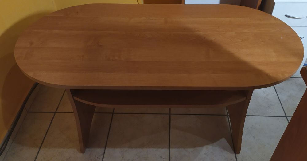 Stolik kawowy, owalny, drewniany