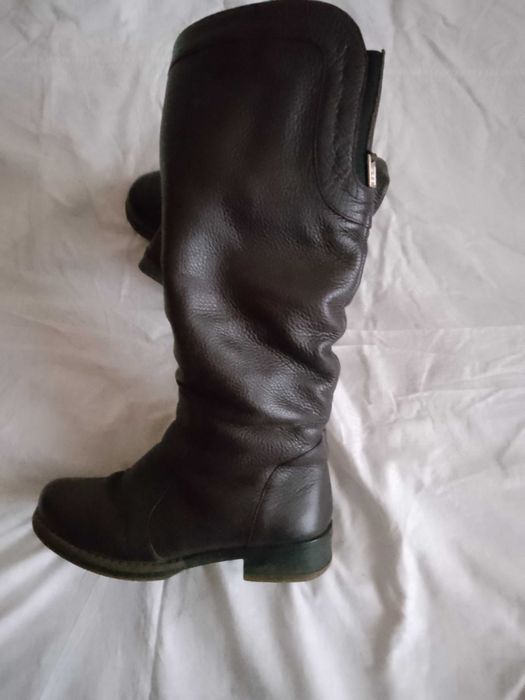 Сапоги женские, кожаные, зимние, темно-бардового цвета