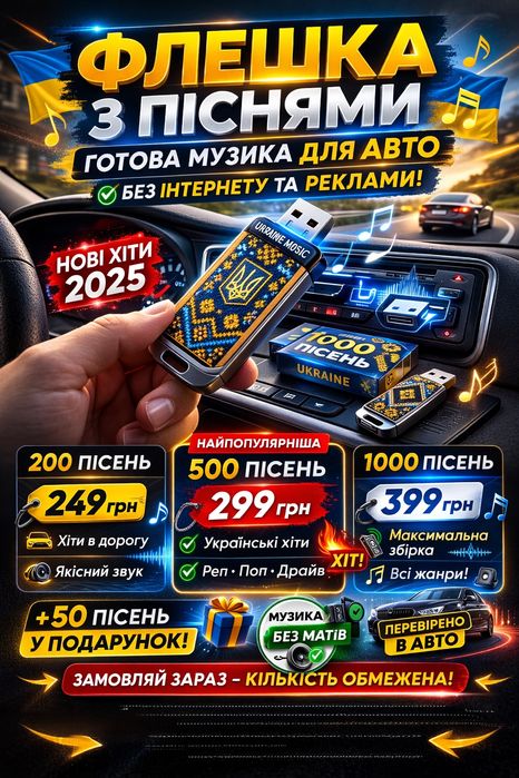 ФЛЕШКА з піснями!Українські пісні.Пісні на ваш смак!