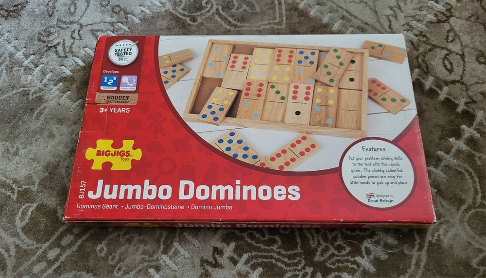 Drewniane domino, gra edukacyjna 3+, Bigjigs Toys