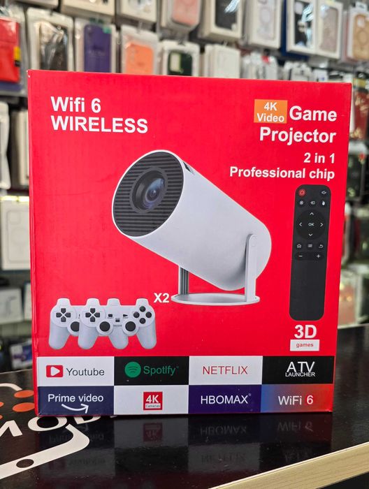 Projektor + konsola Android, 2 pady, pilot, WiFi. Nowy. CH Domino