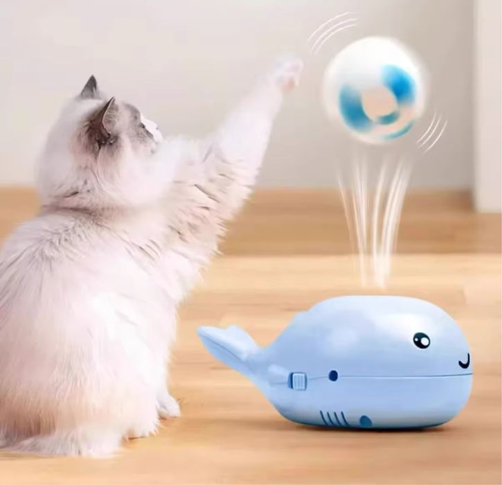 Інтерактивна іграшка для кота кит з мʼячиками