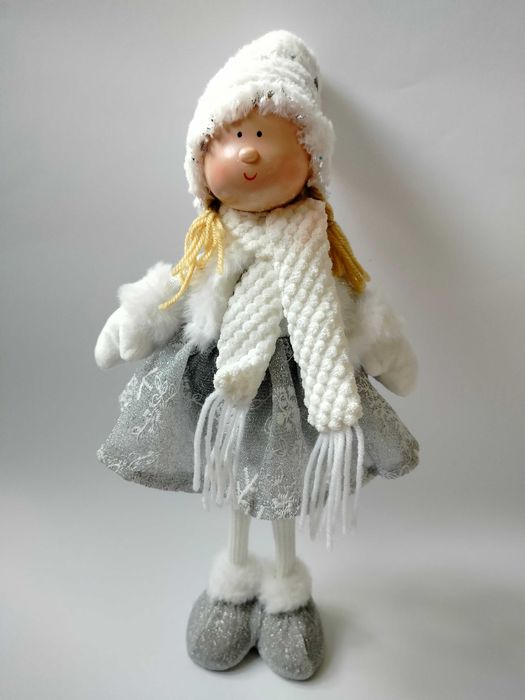 Figurka lalka skrzat elf zimowa dziewczynka biała srebrna hanmar 45cm