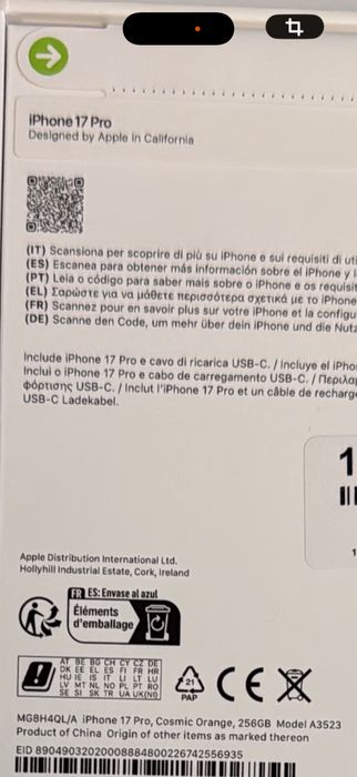 Iphone 17 Pro 256Gb Laranja Selado !