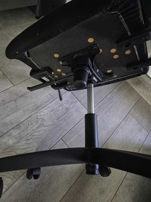 Fotel skórzany biurowy CHESTERFIELD szary ANTYCZNY bujany + czarny