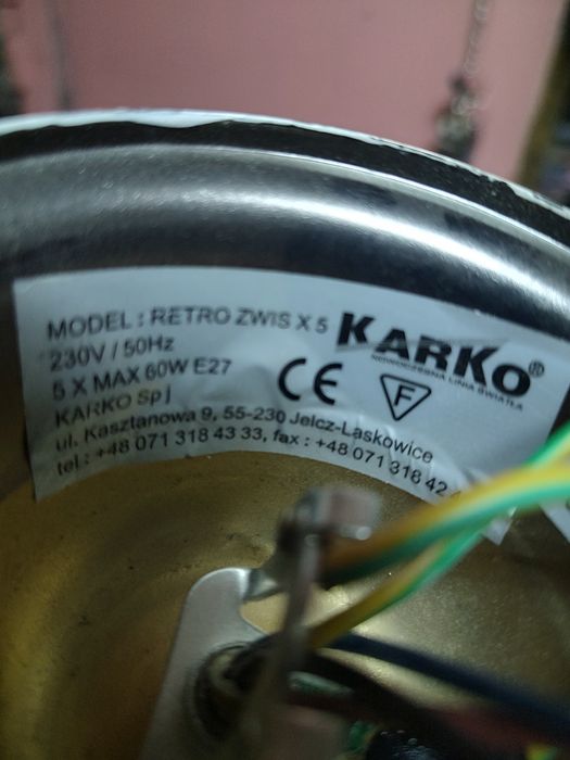 Żyrandol retro zwis pięcioramienny