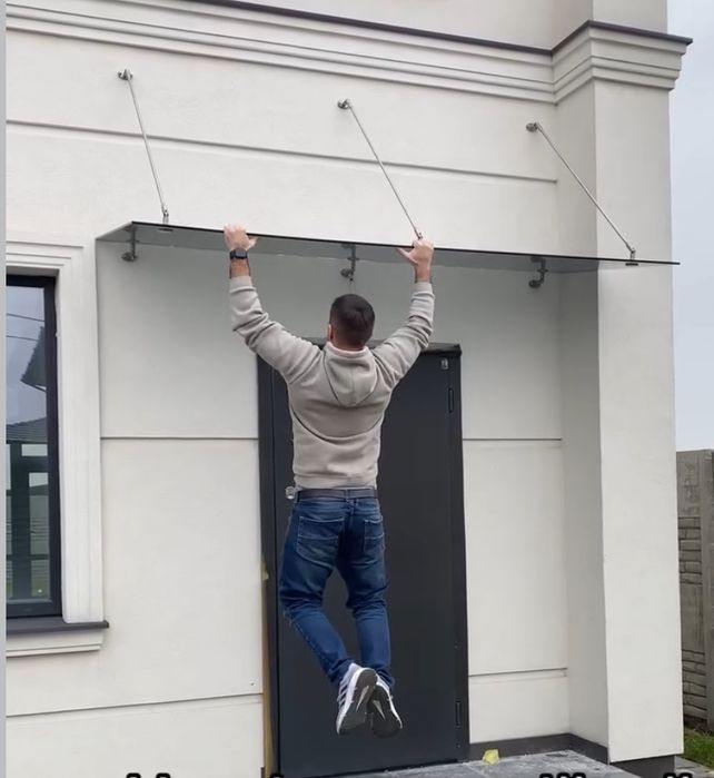 Скляні навіси, стеклянный козырек, приямки, козырек из стекла