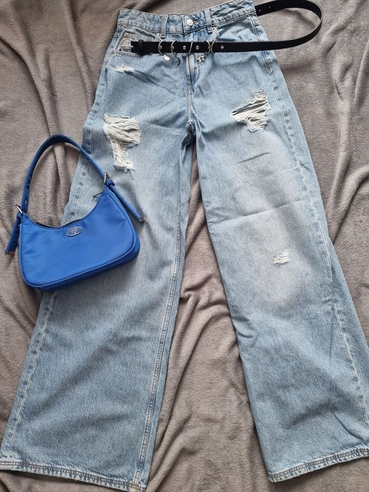 Jeansy szerokie z dziurami