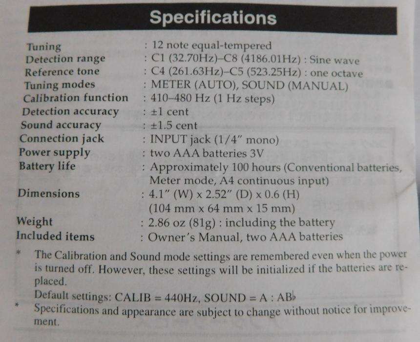 KORG Chromatic Tuner CA-30