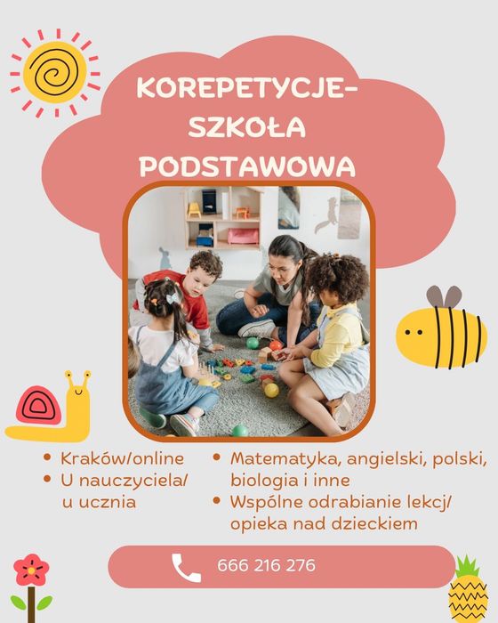 Korepetycje (matematyka, angielski i inne) szkoła podstawowa, opieka