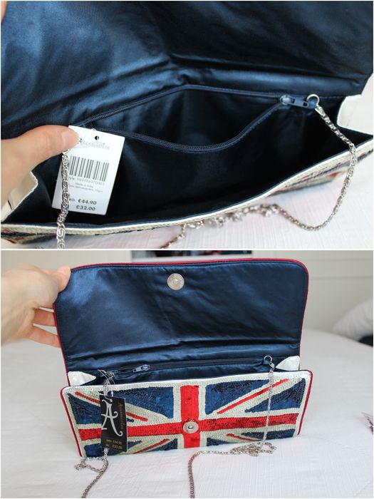 Pochet / Clutch / Bolsa azul e com lantejoulas da Accessorize, novas