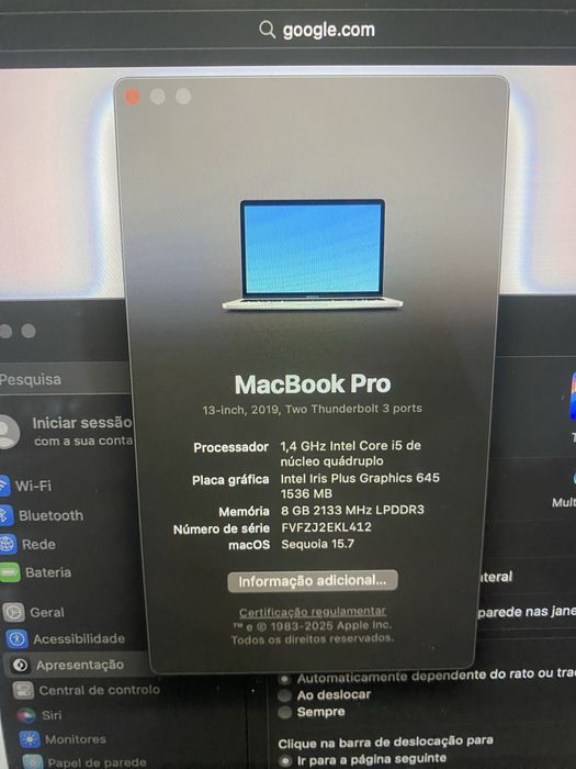 Macbook pro 2019 250 gb