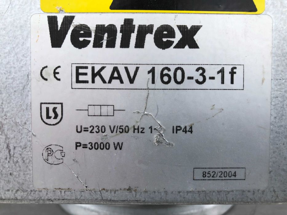 ТЕН круглый канальный нагреватель Ventrex EKAV 160-3-1F б/у 3 кВт