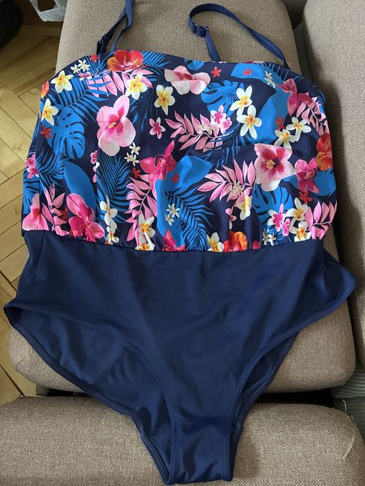 Купальник с драпировкой, большой размер, подойдет беременным