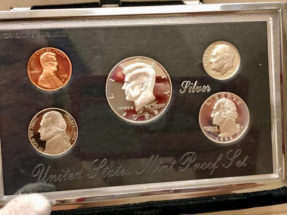 ПРУФ сет монет США 1998р. Складень. Сертифікат. СРІБЛО.