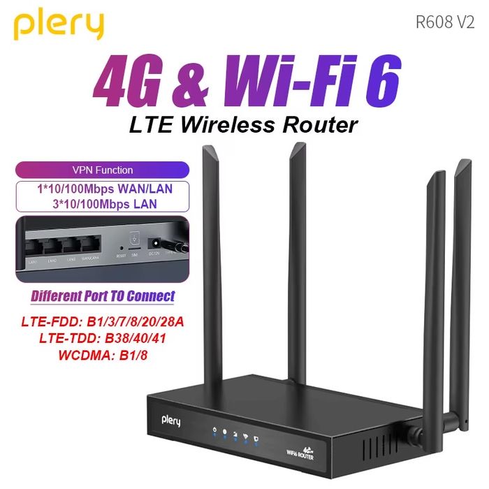 Plery WiFi6 4G LTE WiFi роутер з підтримкою 4G SIM-карт
