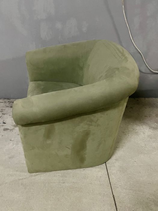 Poltrona de veludo/pêlo pêssego esverdeado