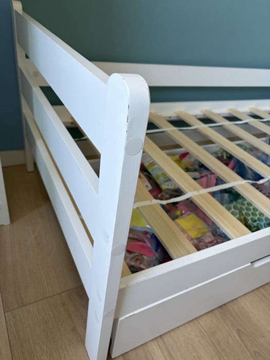 Łóżko dziecięce 160x80 z szufladą i materacem białe