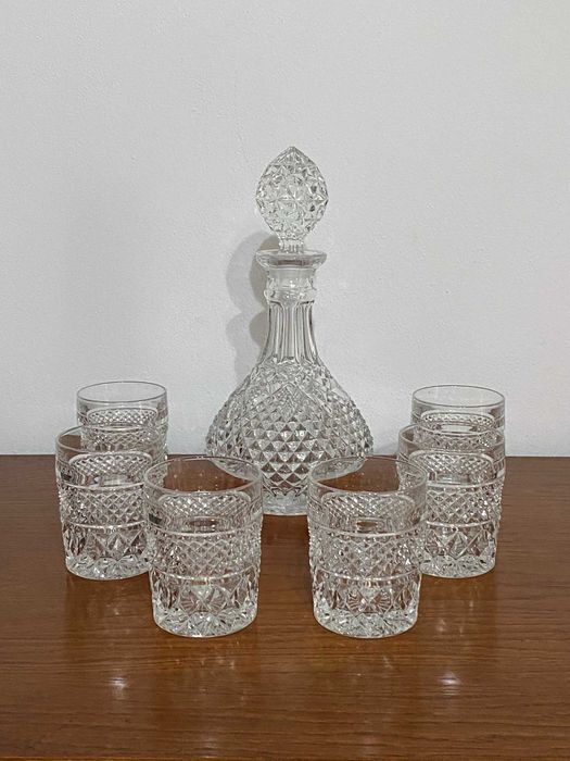 Conjunto de Decanter de cristal + 6 copos