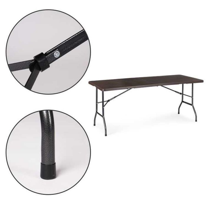 STÓŁ CATERINGOWY / bankietowy składany brązowy - 180 cm - DESKA