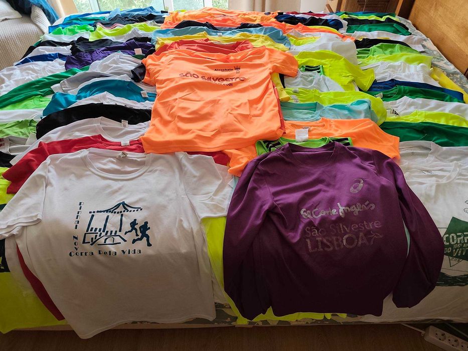 100 T‑shirts de Corrida • Novas • Higienizadas • Entrega em Mão