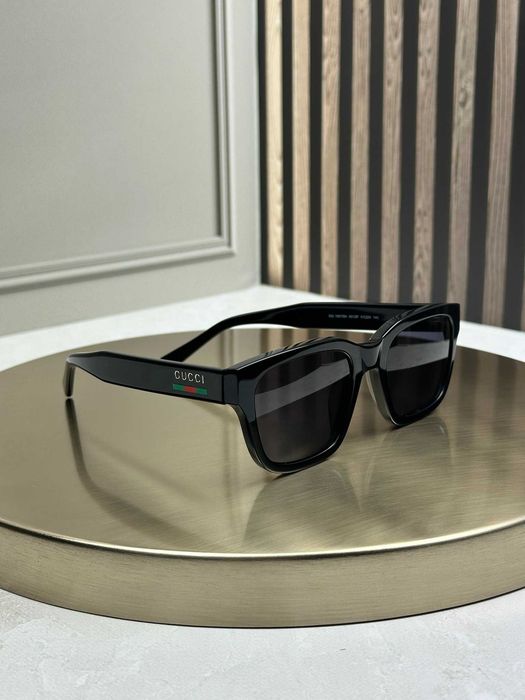 Сонцезахисні окуляри Gucci GG1857 чорні прямокутні, золотий логотип GUCCI, унісекс, оригінал