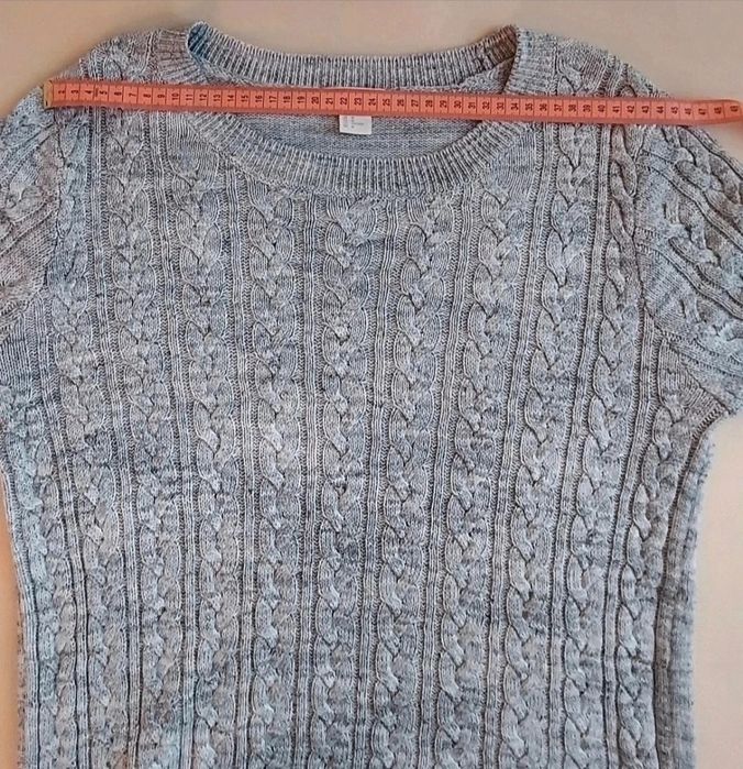 Szary sweter H&M Basic w warkocze rozm. M