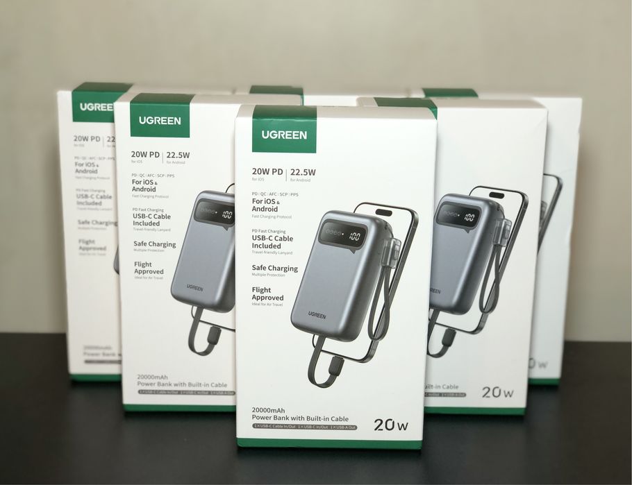 UGREEN Power Bank 20000мАг 22Вт. Компактний павербанк. Швидка зарядка